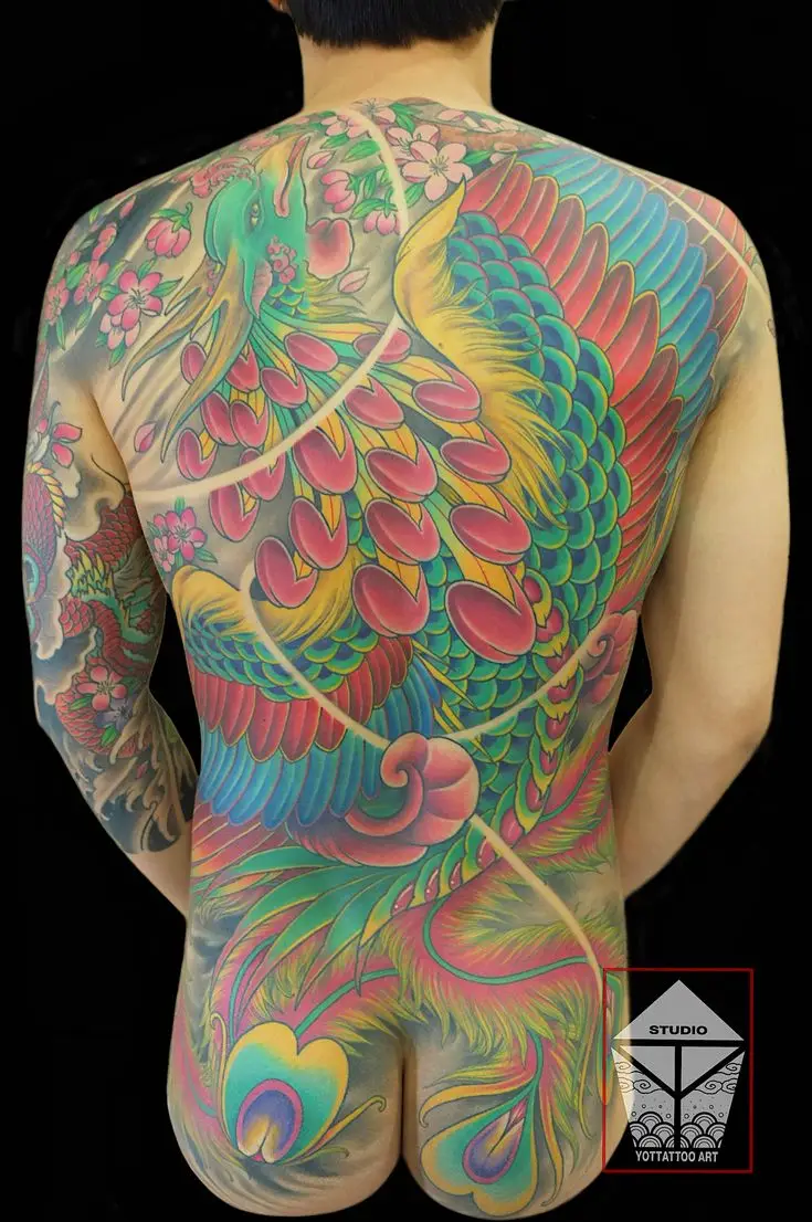 Hình xăm phượng hoàng kín lưng nam: 50 ý tưởng độc đáo 62