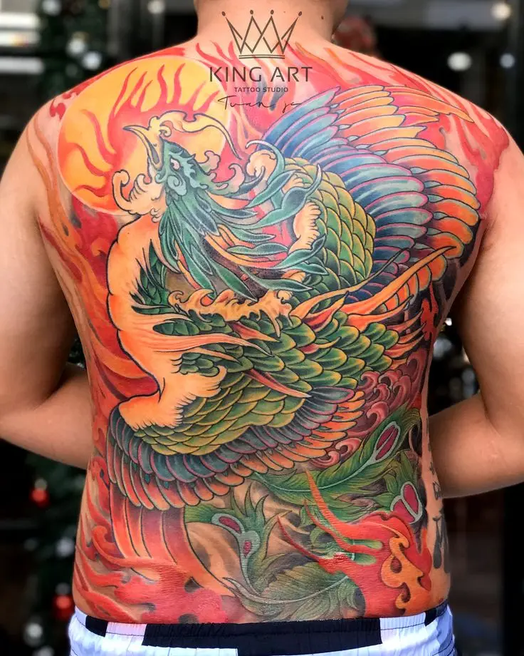 Hình xăm phượng hoàng lửa full lưng: Khám phá 50 mẫu ấn tượng 2