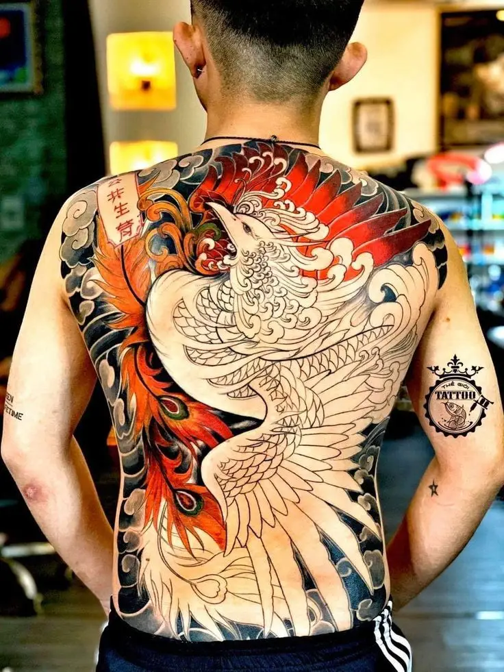 Hình xăm phượng hoàng lửa full lưng: Khám phá 50 mẫu ấn tượng 3