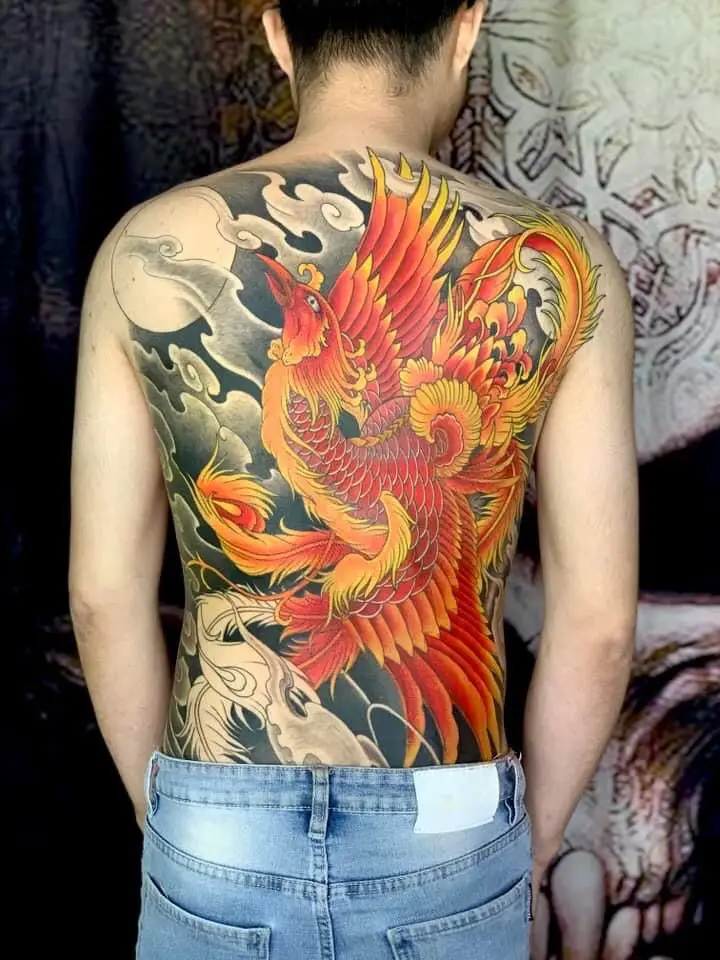 Hình xăm phượng hoàng lửa full lưng: Khám phá 50 mẫu ấn tượng 13
