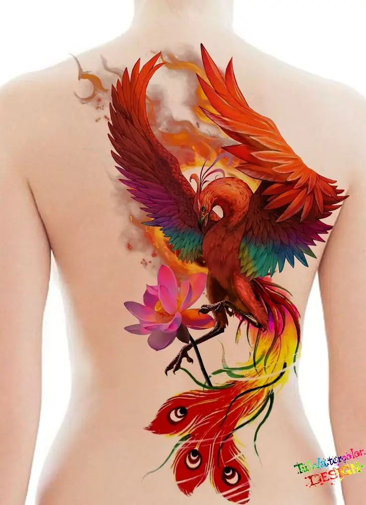 Hình xăm phượng hoàng lửa full lưng: Khám phá 50 mẫu ấn tượng 31