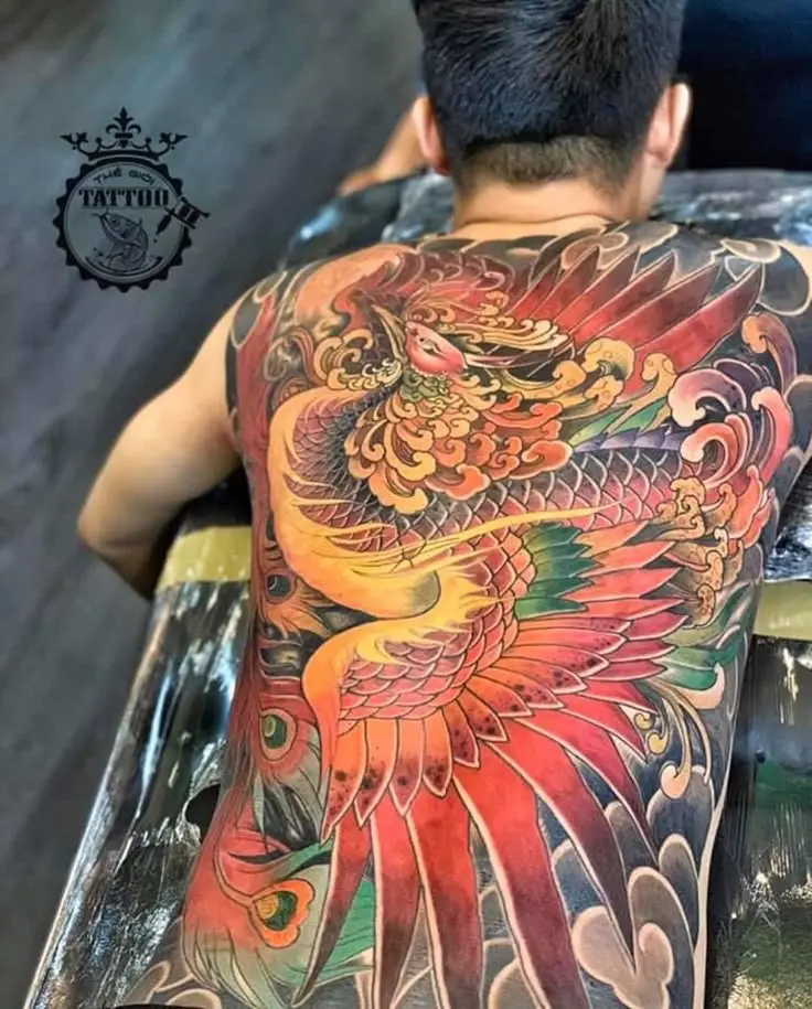 Hình xăm phượng hoàng lửa full lưng: Khám phá 50 mẫu ấn tượng 45