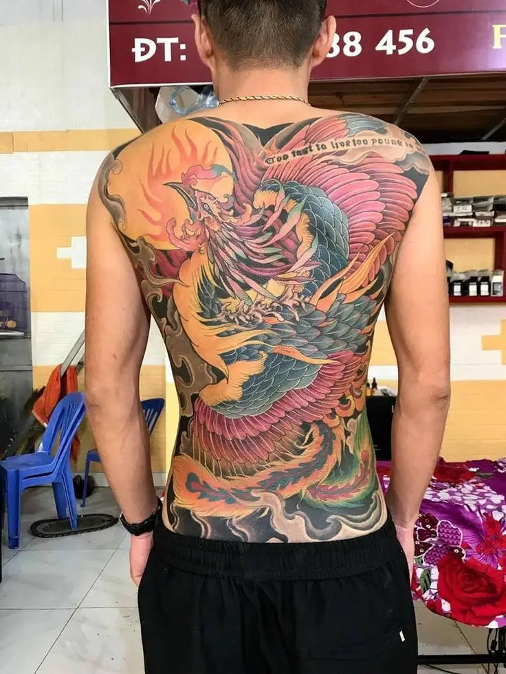 Hình xăm phượng hoàng lửa full lưng: Khám phá 50 mẫu ấn tượng 46