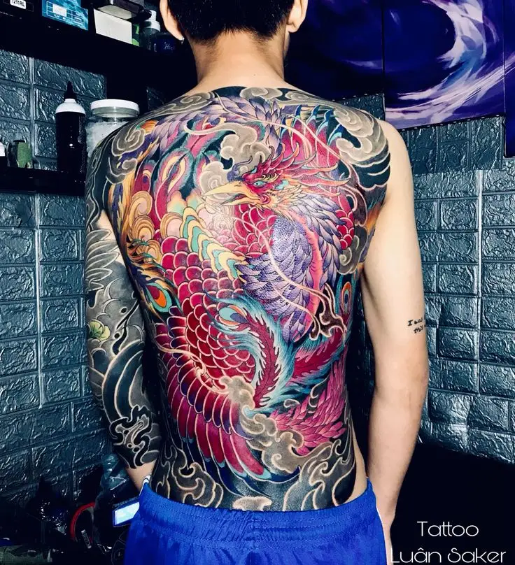 Hình xăm phượng hoàng lửa full lưng: Khám phá 50 mẫu ấn tượng 47