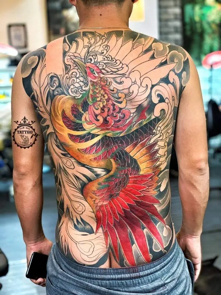 Hình xăm phượng hoàng lửa full lưng: Khám phá 50 mẫu ấn tượng 53