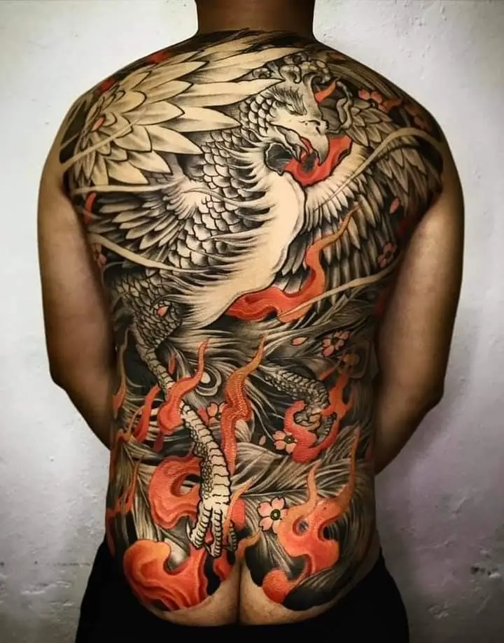 Hình xăm phượng hoàng lửa full lưng: Khám phá 50 mẫu ấn tượng 59
