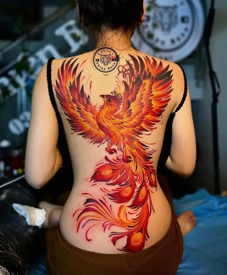 Hình xăm phượng hoàng lửa full lưng: Khám phá 50 mẫu ấn tượng 63