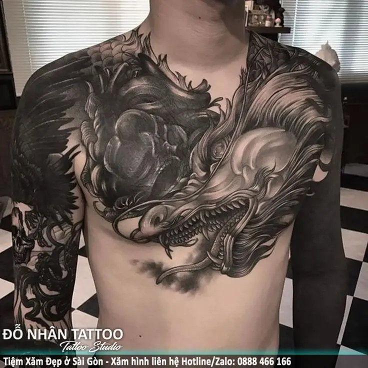 Hình xăm rồng ở ngực: 50 thiết kế táo bạo cho nam 16