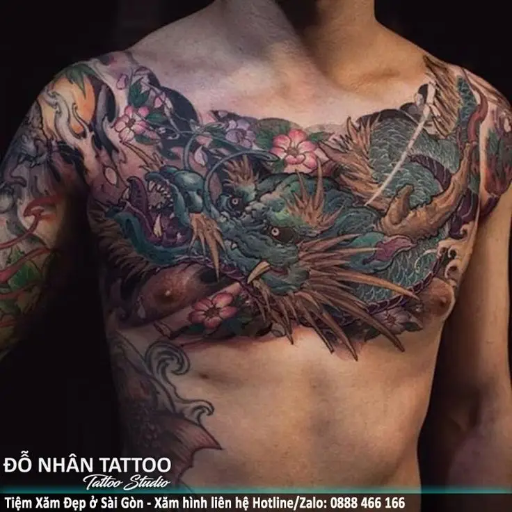 Hình xăm rồng ở ngực: 50 thiết kế táo bạo cho nam 22