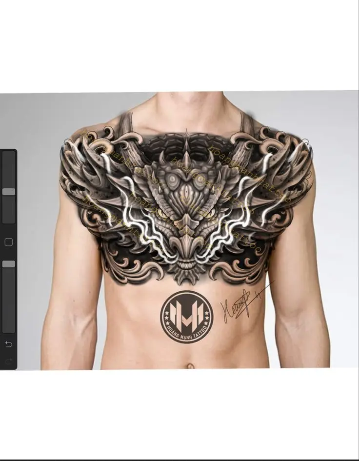 Hình xăm rồng ở ngực: 50 thiết kế táo bạo cho nam 25