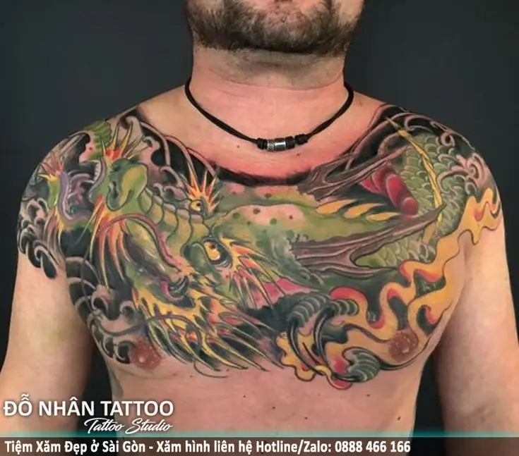 Hình xăm rồng ở ngực: 50 thiết kế táo bạo cho nam 34