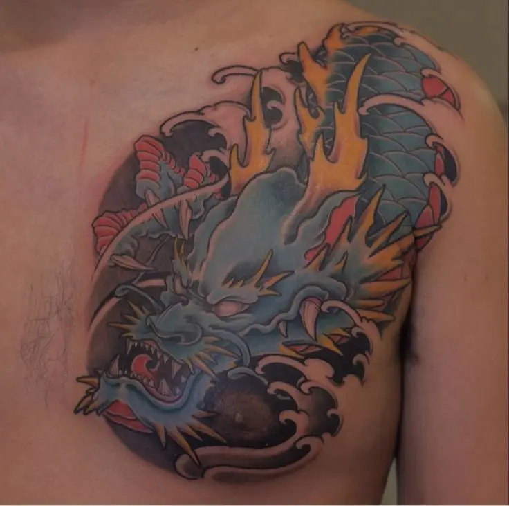 Hình xăm rồng ở ngực: 50 thiết kế táo bạo cho nam 36