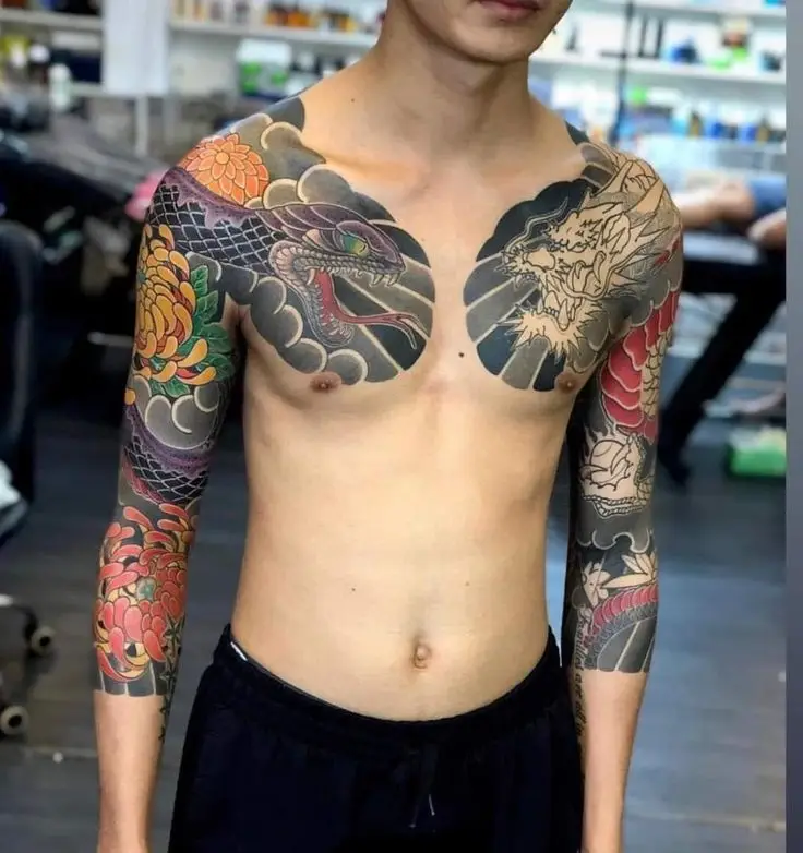 Hình xăm rồng ở ngực: 50 thiết kế táo bạo cho nam 44