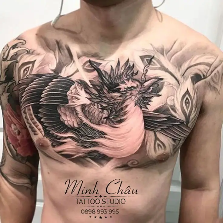Hình xăm rồng ở ngực: 50 thiết kế táo bạo cho nam 63