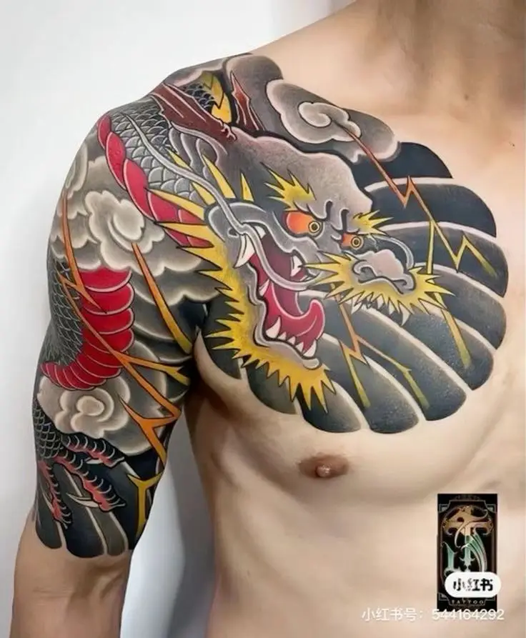 Hình Xăm Rồng Vắt Vai Nhật Cổ Độc Đáo 1