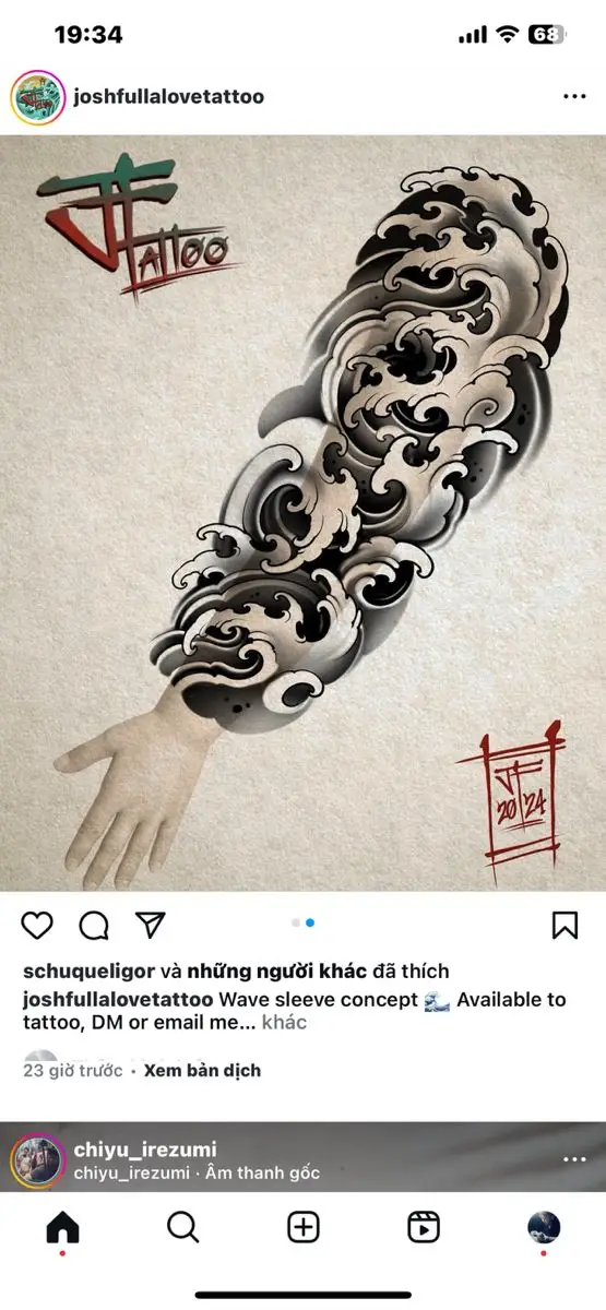 Hình xăm sóng nước ở tay: nghệ thuật trên da 12