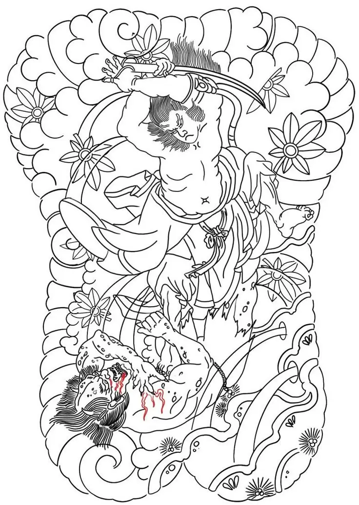 Khung Hình Xăm Nhật Cổ Kín Lưng Đặc Sắc 1