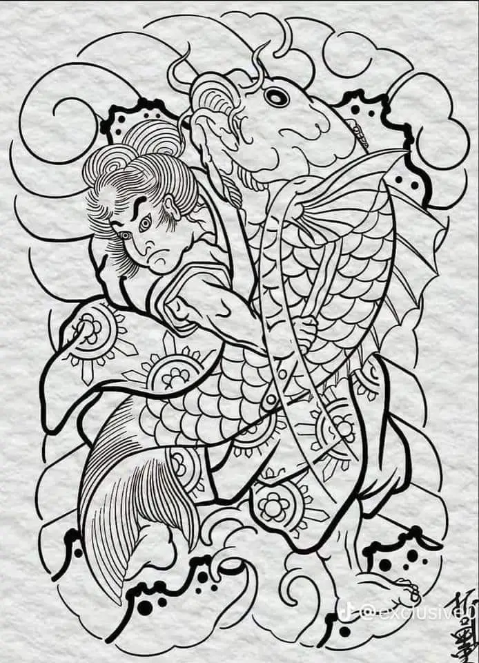 Khung Hình Xăm Nhật Cổ Kín Lưng Đặc Sắc 56