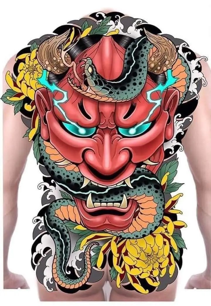 Mẫu hình xăm mặt quỷ full lưng – Ý tưởng độc đáo cho tín đồ xăm hình 4