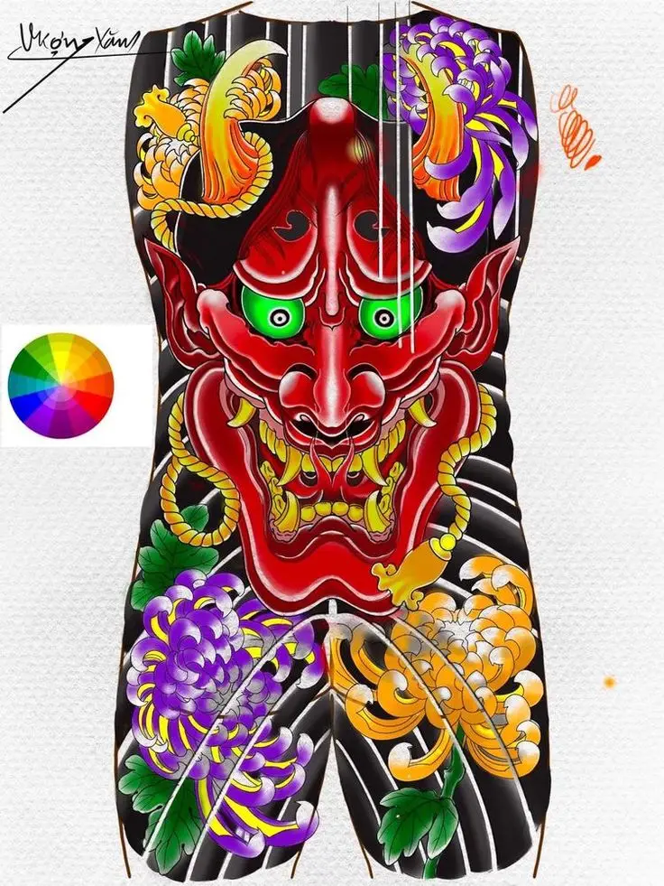 Mẫu hình xăm mặt quỷ full lưng – Ý tưởng độc đáo cho tín đồ xăm hình 43