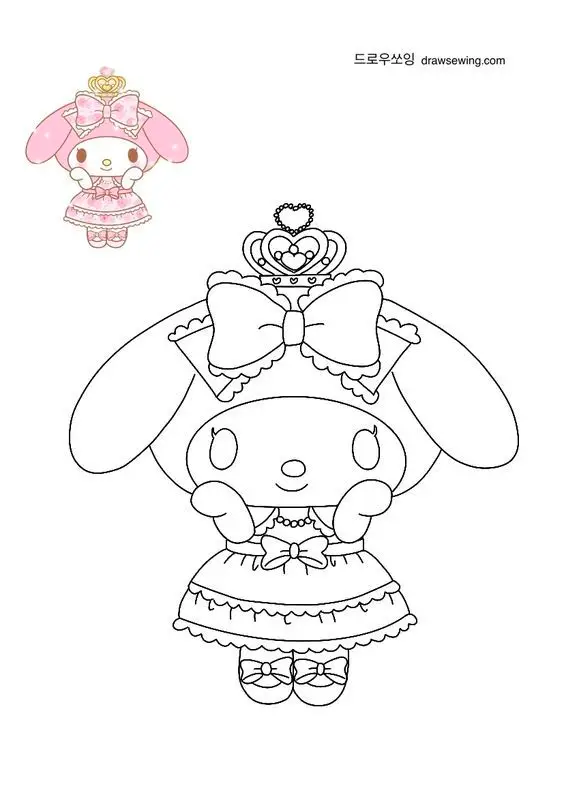 My Melody Kuromi Coloring Pages: Bộ Hình Tô Màu Kuromi Chất Lượng Cao 4