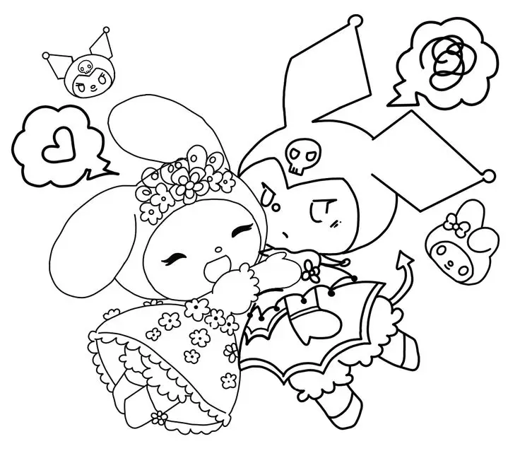 My Melody Kuromi Coloring Pages: Bộ Hình Tô Màu Kuromi Chất Lượng Cao 5