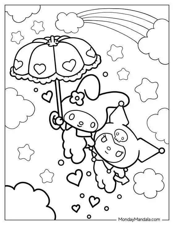 My Melody Kuromi Coloring Pages: Bộ Hình Tô Màu Kuromi Chất Lượng Cao 17