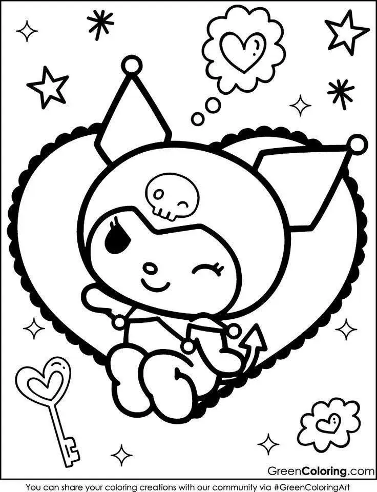 My Melody Kuromi Coloring Pages: Bộ Hình Tô Màu Kuromi Chất Lượng Cao 19