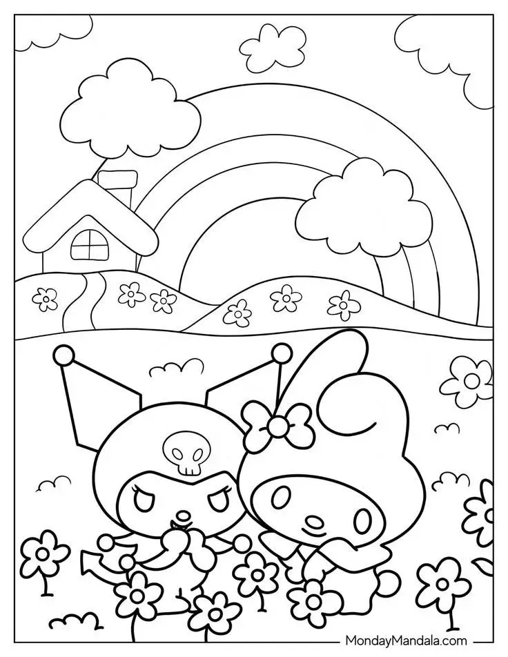 My Melody Kuromi Coloring Pages: Bộ Hình Tô Màu Kuromi Chất Lượng Cao 28