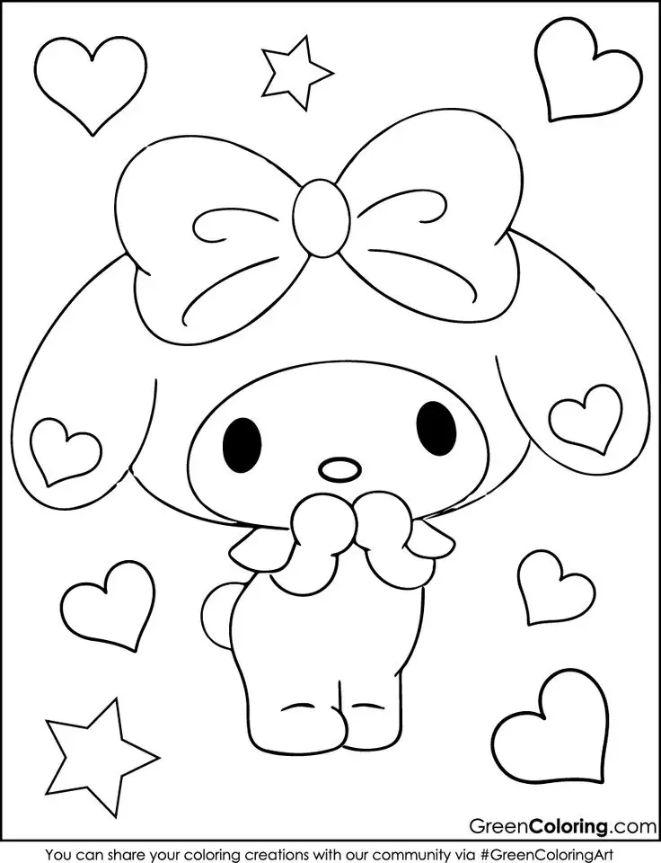 My Melody Kuromi Coloring Pages: Bộ Hình Tô Màu Kuromi Chất Lượng Cao 34