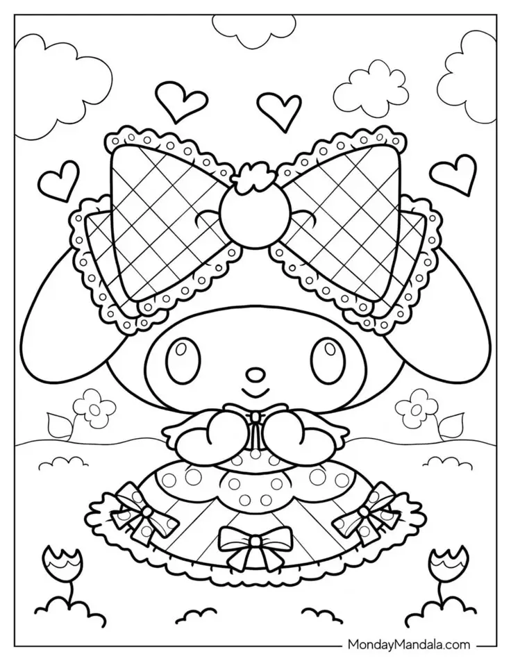 My Melody Kuromi Coloring Pages: Bộ Hình Tô Màu Kuromi Chất Lượng Cao 46