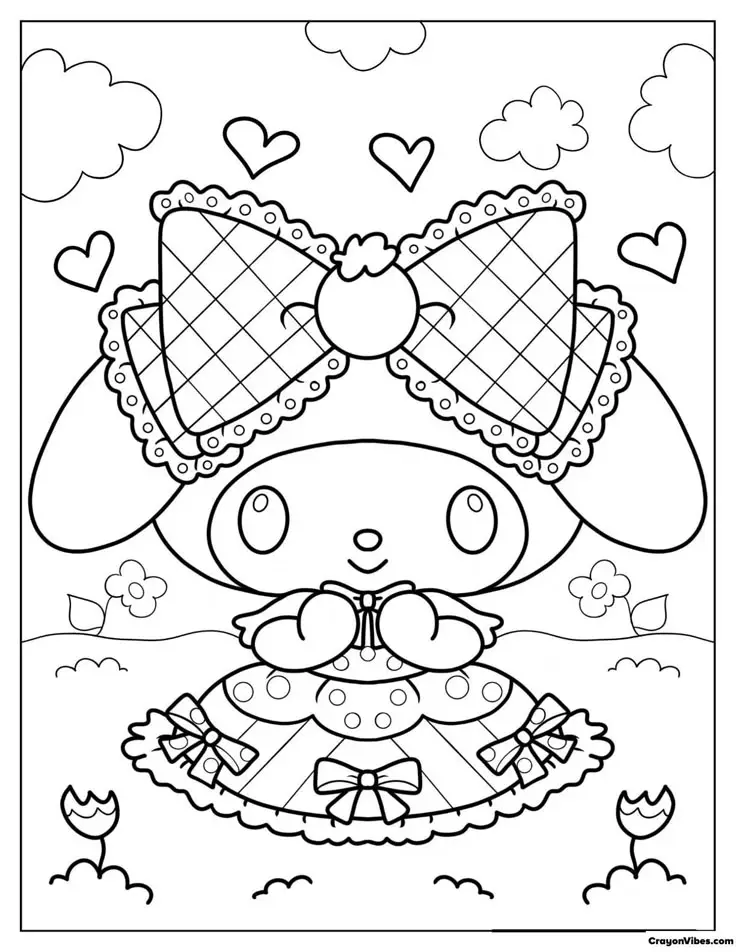 My Melody Kuromi Coloring Pages: Bộ Hình Tô Màu Kuromi Chất Lượng Cao 57