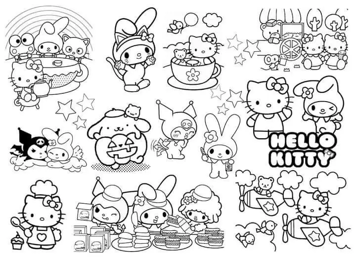 My Melody Kuromi Coloring Pages: Bộ Hình Tô Màu Kuromi Chất Lượng Cao 60