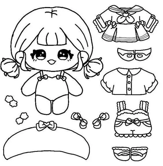 Paper doll tranh tô màu búp bê giấy: Sáng tạo không giới hạn 1
