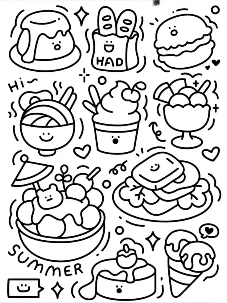 Sticker Tranh Tô Màu Đồ Ăn Vặt Cute: 50 Mẫu Hình Đáng Yêu Không Thể Bỏ Qua