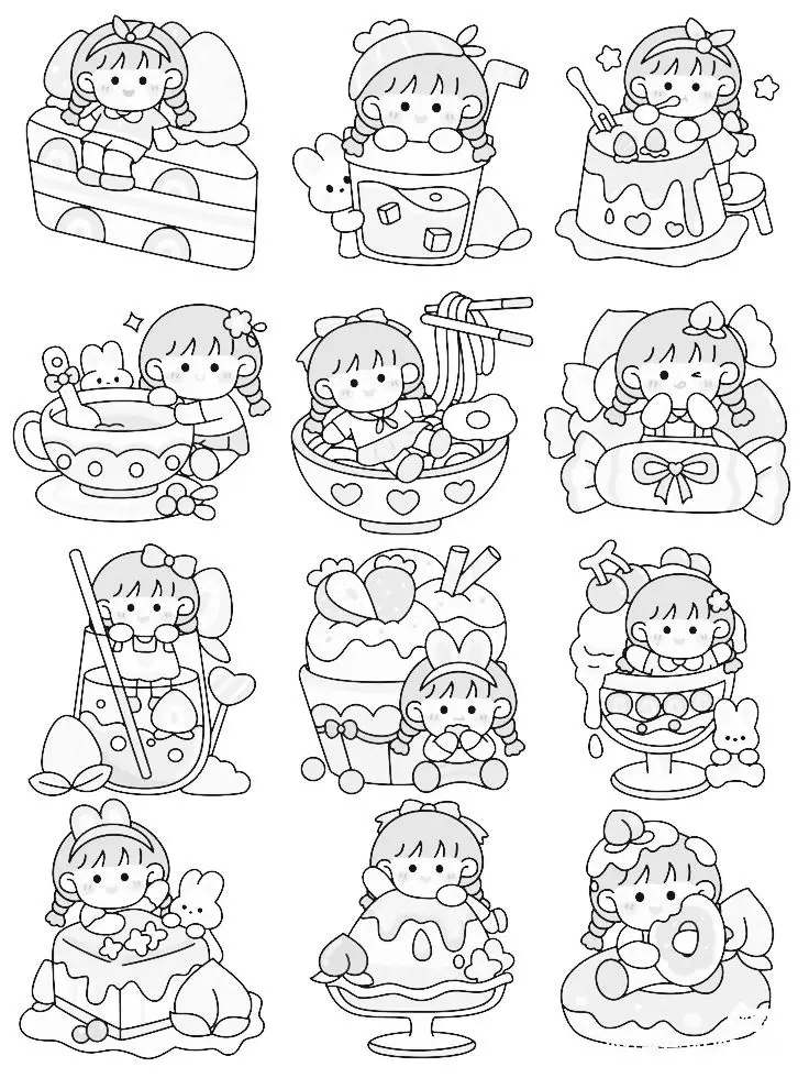 Sticker Tranh Tô Màu Đồ Ăn Vặt Cute: 50 Mẫu Hình Đáng Yêu 3