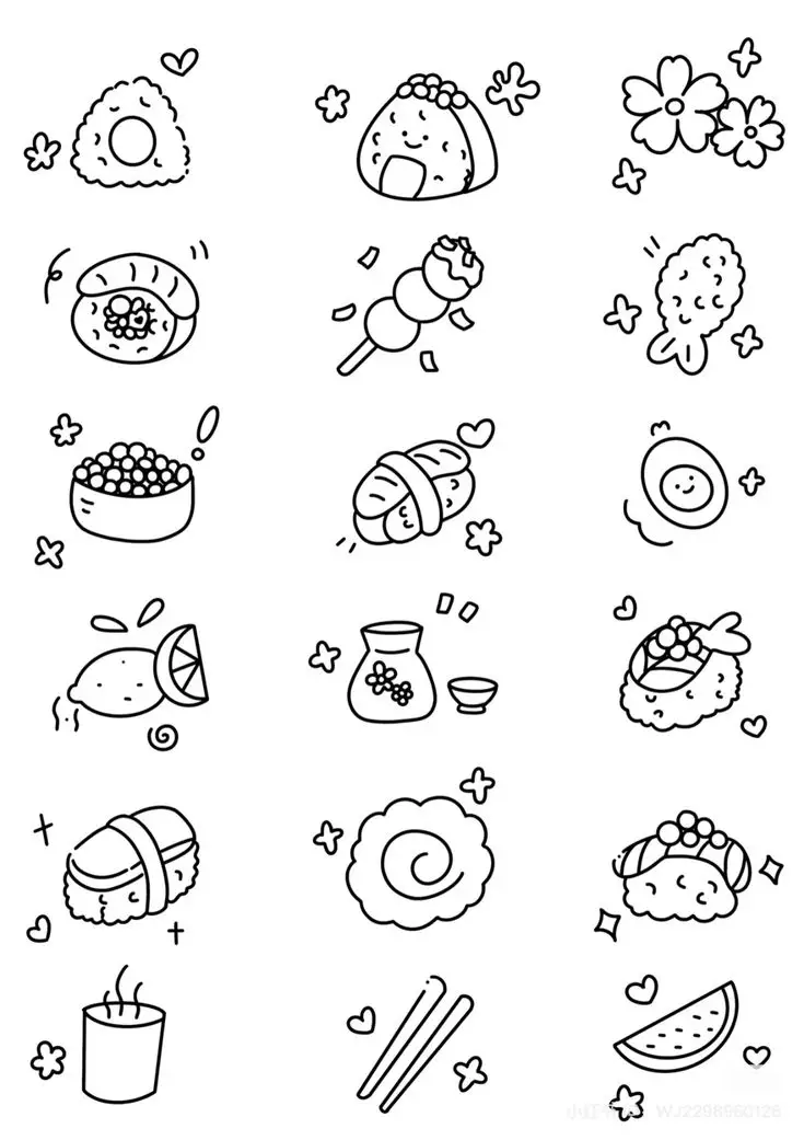 Sticker Tranh Tô Màu Đồ Ăn Vặt Cute: 50 Mẫu Hình Đáng Yêu 4