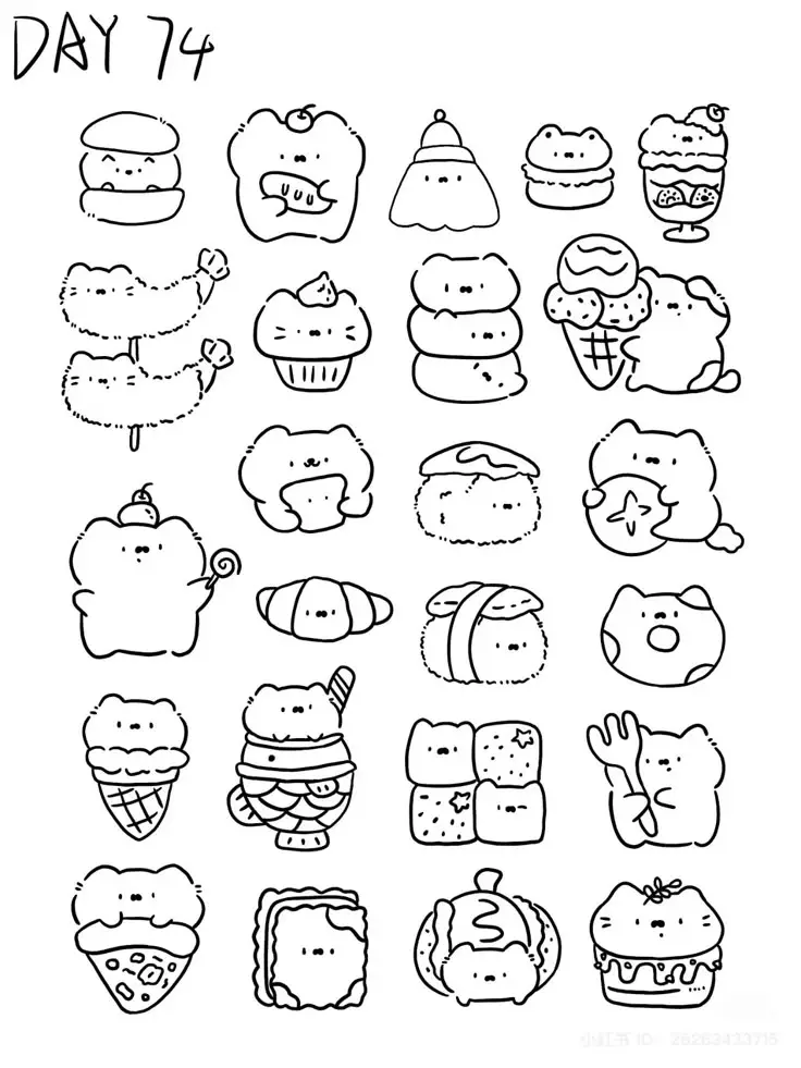 Sticker Tranh Tô Màu Đồ Ăn Vặt Cute: 50 Mẫu Hình Đáng Yêu 7