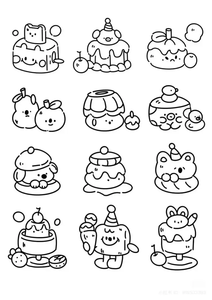 Sticker Tranh Tô Màu Đồ Ăn Vặt Cute: 50 Mẫu Hình Đáng Yêu 8