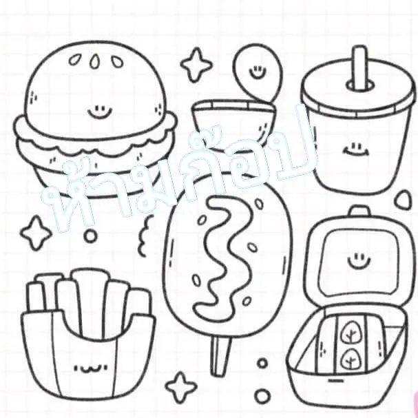 Sticker Tranh Tô Màu Đồ Ăn Vặt Cute: 50 Mẫu Hình Đáng Yêu 15