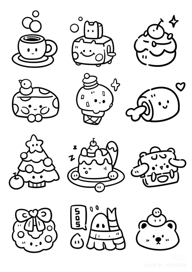 Sticker Tranh Tô Màu Đồ Ăn Vặt Cute: 50 Mẫu Hình Đáng Yêu 18