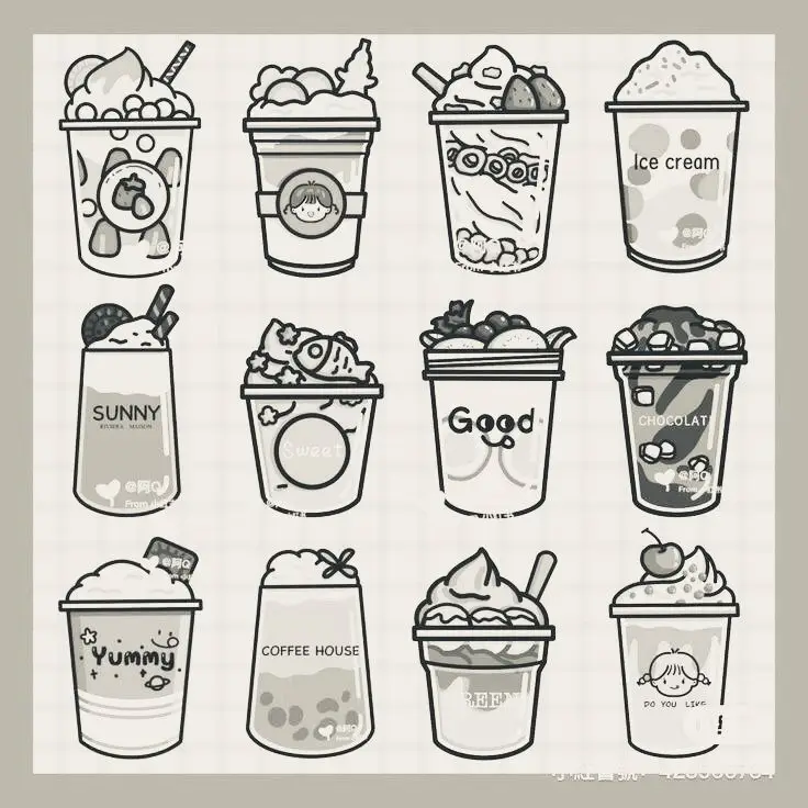 Sticker Tranh Tô Màu Đồ Ăn Vặt Cute: 50 Mẫu Hình Đáng Yêu 19