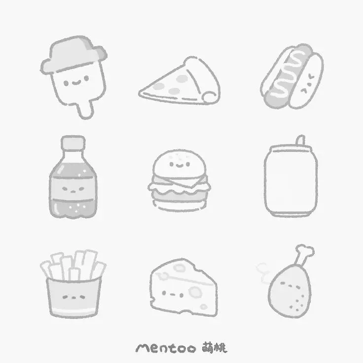 Sticker Tranh Tô Màu Đồ Ăn Vặt Cute: 50 Mẫu Hình Đáng Yêu 21