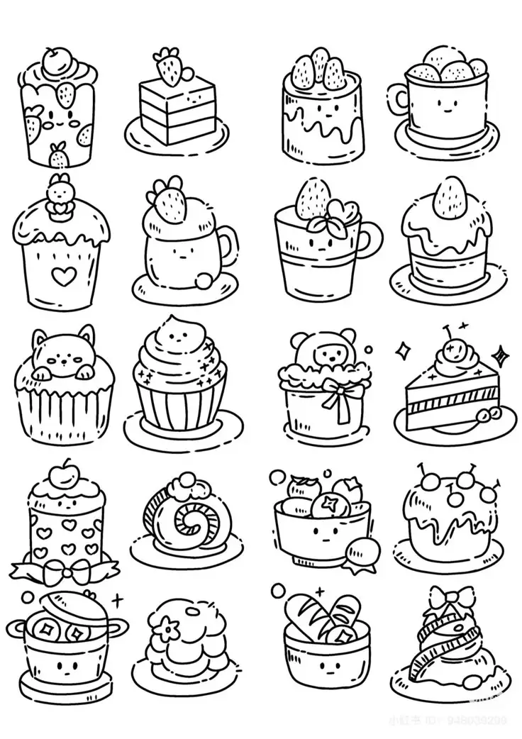 Sticker Tranh Tô Màu Đồ Ăn Vặt Cute: 50 Mẫu Hình Đáng Yêu 22