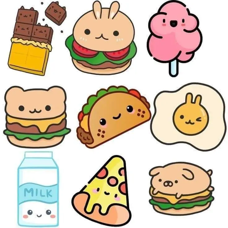 Sticker Tranh Tô Màu Đồ Ăn Vặt Cute: 50 Mẫu Hình Đáng Yêu 25