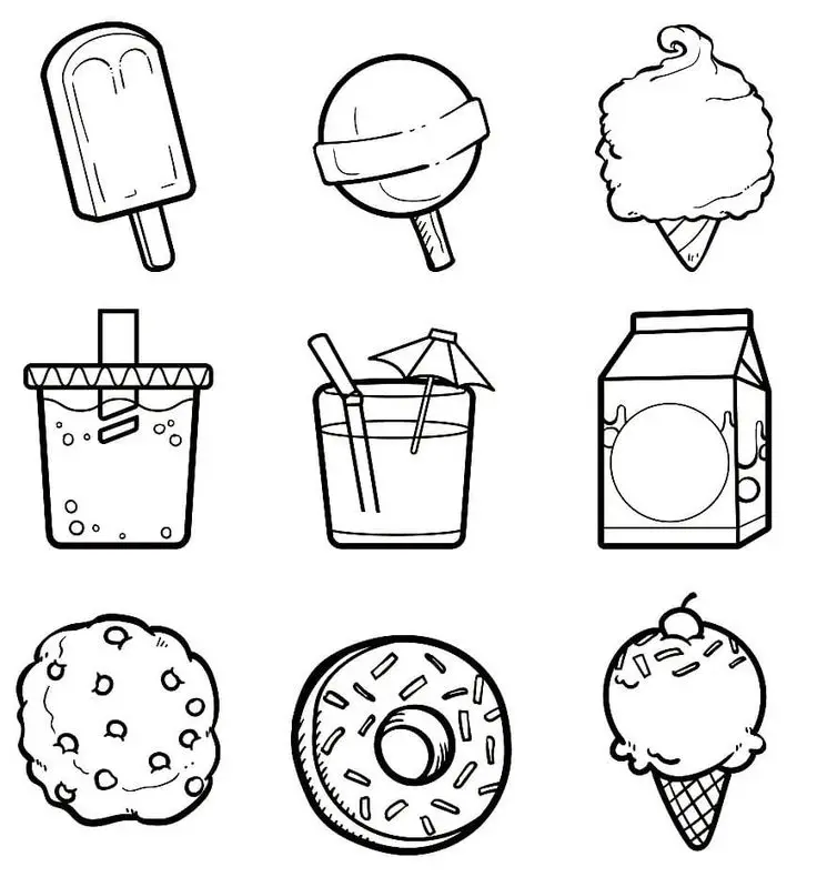 Sticker Tranh Tô Màu Đồ Ăn Vặt Cute: 50 Mẫu Hình Đáng Yêu 26