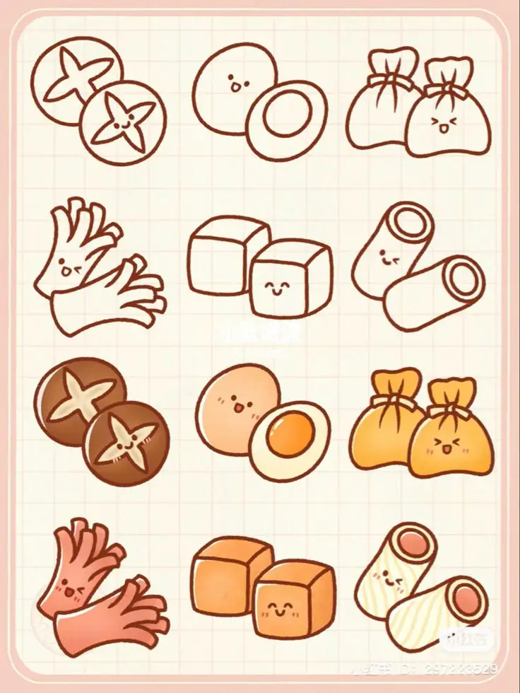 Sticker Tranh Tô Màu Đồ Ăn Vặt Cute: 50 Mẫu Hình Đáng Yêu 31