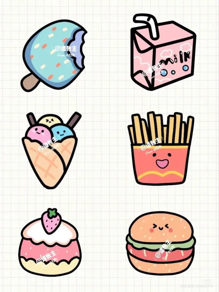 Sticker Tranh Tô Màu Đồ Ăn Vặt Cute: 50 Mẫu Hình Đáng Yêu 38