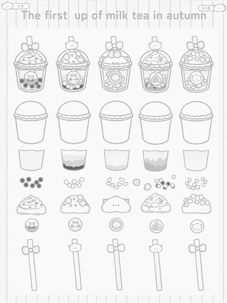 Sticker Tranh Tô Màu Đồ Ăn Vặt Cute: 50 Mẫu Hình Đáng Yêu 43