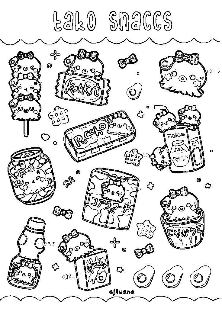 Sticker Tranh Tô Màu Đồ Ăn Vặt Cute: 50 Mẫu Hình Đáng Yêu 53
